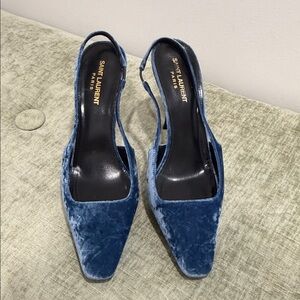 Saint Laurent Women's Blue Velvet Heels